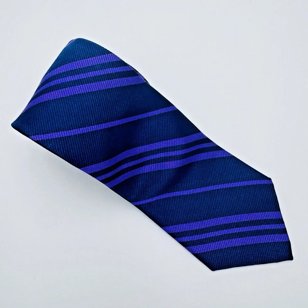 Burma Bibas Silk REPP Tie Men Purple Stripe 59x3 NWT